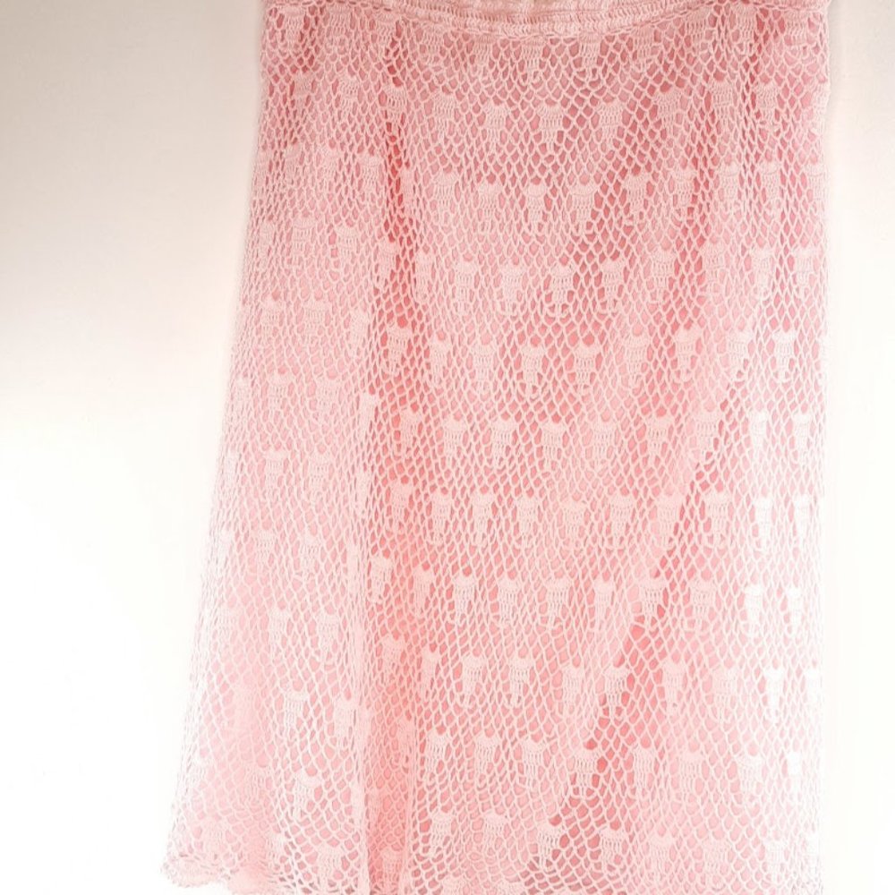 Elegant Vintage  Party Contemporary Pink Crochet  midi skirt - Picture 5 of 16